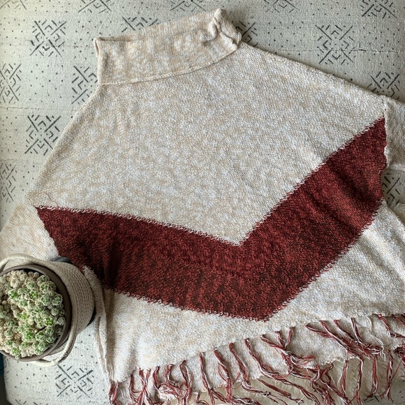 Mossimo Oversized Boho Cowl Neck Fringe Sweater - Picture 2 of 6